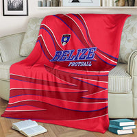Belize Football Blanket with Red Abstract Soccer Pattern and Shield Emblem