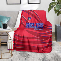 Belize Football Blanket with Red Abstract Soccer Pattern and Shield Emblem