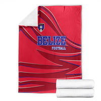 Belize Football Blanket with Red Abstract Soccer Pattern and Shield Emblem