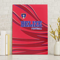 Belize Football Canvas Wall Art with Red Abstract Soccer Pattern and Shield Emblem