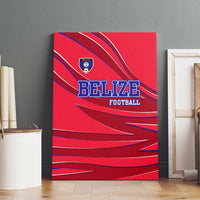 Belize Football Canvas Wall Art with Red Abstract Soccer Pattern and Shield Emblem