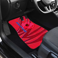 Belize Football Car Mats with Red Abstract Soccer Pattern and Shield Emblem