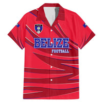 Belize Football Family Matching Mermaid Dress and Hawaiian Shirt with Red Abstract Soccer Pattern and Shield Emblem