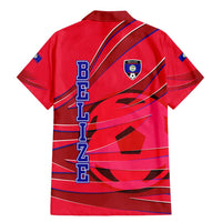 Belize Football Family Matching Mermaid Dress and Hawaiian Shirt with Red Abstract Soccer Pattern and Shield Emblem
