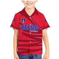 Belize Football Family Matching Mermaid Dress and Hawaiian Shirt with Red Abstract Soccer Pattern and Shield Emblem
