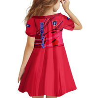 Belize Football Family Matching Short Sleeve Bodycon Dress and Hawaiian Shirt with Red Abstract Soccer Pattern and Shield Emblem