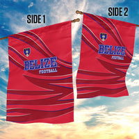 Belize Football Garden Flag with Red Abstract Soccer Pattern and Shield Emblem