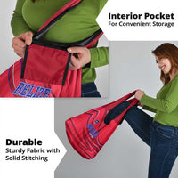 Belize Football Grocery Bag with Red Abstract Soccer Pattern and Shield Emblem