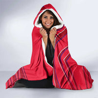 Belize Football Hooded Blanket with Red Abstract Soccer Pattern and Shield Emblem
