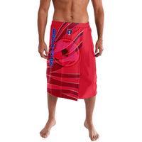 Belize Football Lavalava with Red Abstract Soccer Pattern and Shield Emblem