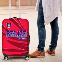 Belize Football Luggage Cover with Red Abstract Soccer Pattern and Shield Emblem