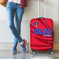 Belize Football Luggage Cover with Red Abstract Soccer Pattern and Shield Emblem
