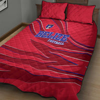 Belize Football Quilt Bed Set with Red Abstract Soccer Pattern and Shield Emblem