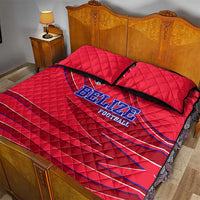 Belize Football Quilt Bed Set with Red Abstract Soccer Pattern and Shield Emblem