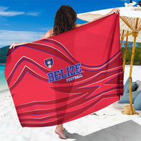 Belize Football Sarong with Red Abstract Soccer Pattern and Shield Emblem
