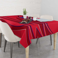 Belize Football Tablecloth with Red Abstract Soccer Pattern and Shield Emblem