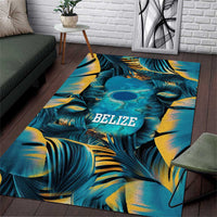 Belize Blue Hole Ocean View Area Rug with Tropical Marine Design and Flag Detail