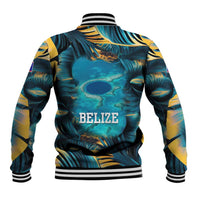 Belize Blue Hole Ocean View Baseball Jacket with Tropical Marine Design and Flag Detail