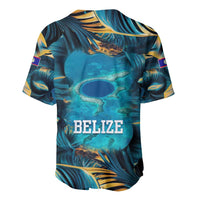 Belize Blue Hole Ocean View Baseball Jersey with Tropical Marine Design and Flag Detail