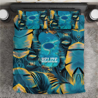 Belize Blue Hole Ocean View Bedding Set with Tropical Marine Design and Flag Detail