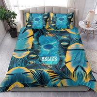 Belize Blue Hole Ocean View Bedding Set with Tropical Marine Design and Flag Detail