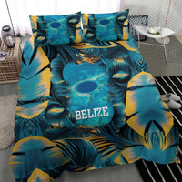 Belize Blue Hole Ocean View Bedding Set with Tropical Marine Design and Flag Detail