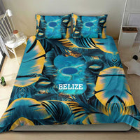 Belize Blue Hole Ocean View Bedding Set with Tropical Marine Design and Flag Detail