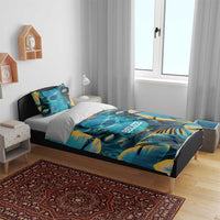 Belize Blue Hole Ocean View Bedding Set with Tropical Marine Design and Flag Detail