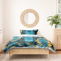 Belize Blue Hole Ocean View Bedding Set with Tropical Marine Design and Flag Detail