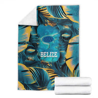 Belize Blue Hole Ocean View Blanket with Tropical Marine Design and Flag Detail