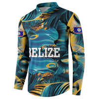 Belize Blue Hole Ocean View Button Sweatshirt with Tropical Marine Design and Flag Detail