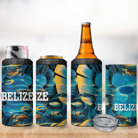 Belize Blue Hole Ocean View 4 in 1 Can Cooler Tumbler with Tropical Marine Design and Flag Detail