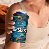 Belize Blue Hole Ocean View 4 in 1 Can Cooler Tumbler with Tropical Marine Design and Flag Detail
