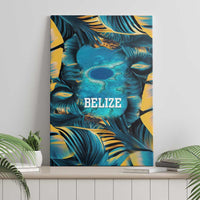 Belize Blue Hole Ocean View Canvas Wall Art with Tropical Marine Design and Flag Detail