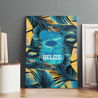 Belize Blue Hole Ocean View Canvas Wall Art with Tropical Marine Design and Flag Detail