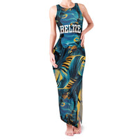 Belize Blue Hole Ocean View Family Matching Tank Maxi Dress and Hawaiian Shirt with Tropical Marine Design and Flag Detail