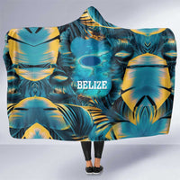 Belize Blue Hole Ocean View Hooded Blanket with Tropical Marine Design and Flag Detail