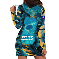 Belize Blue Hole Ocean View Hoodie Dress with Tropical Marine Design and Flag Detail
