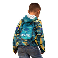 Belize Blue Hole Ocean View Kid Hoodie with Tropical Marine Design and Flag Detail