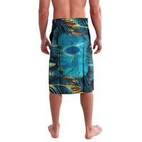 Belize Blue Hole Ocean View Lavalava with Tropical Marine Design and Flag Detail