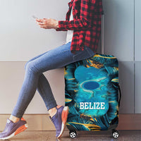 Belize Blue Hole Ocean View Luggage Cover with Tropical Marine Design and Flag Detail