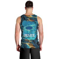 Belize Blue Hole Ocean View Men Tank Top with Tropical Marine Design and Flag Detail