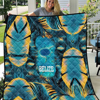 Belize Blue Hole Ocean View Quilt with Tropical Marine Design and Flag Detail