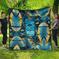 Belize Blue Hole Ocean View Quilt with Tropical Marine Design and Flag Detail