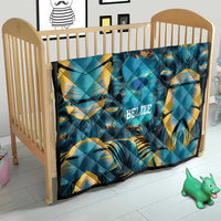 Belize Blue Hole Ocean View Quilt with Tropical Marine Design and Flag Detail