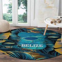 Belize Blue Hole Ocean View Round Carpet with Tropical Marine Design and Flag Detail
