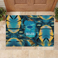Belize Blue Hole Ocean View Rubber Doormat with Tropical Marine Design and Flag Detail