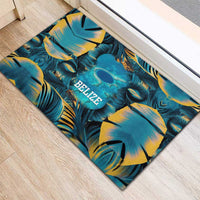 Belize Blue Hole Ocean View Rubber Doormat with Tropical Marine Design and Flag Detail