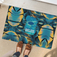 Belize Blue Hole Ocean View Rubber Doormat with Tropical Marine Design and Flag Detail