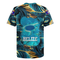 Belize Blue Hole Ocean View Rugby Jersey with Tropical Marine Design and Flag Detail